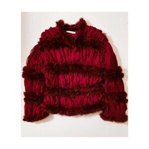 Designer Carlos Miele Red Fur Jacket | Y2K Revival Quiet Luxury
